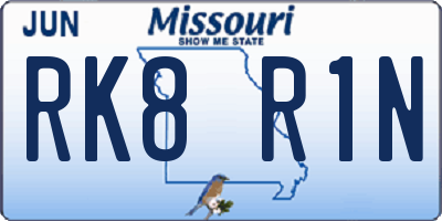 MO license plate RK8R1N