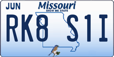 MO license plate RK8S1I
