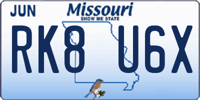 MO license plate RK8U6X