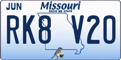 MO license plate RK8V2O