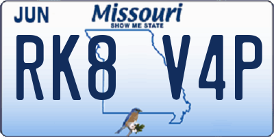 MO license plate RK8V4P