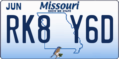 MO license plate RK8Y6D