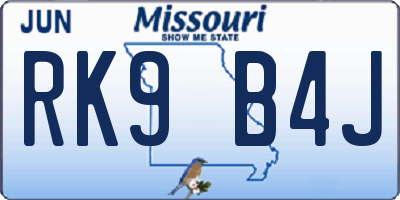 MO license plate RK9B4J
