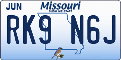 MO license plate RK9N6J
