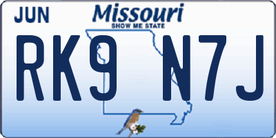 MO license plate RK9N7J