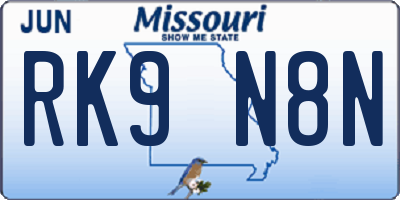 MO license plate RK9N8N