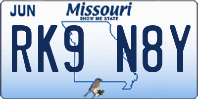 MO license plate RK9N8Y