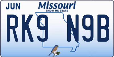 MO license plate RK9N9B