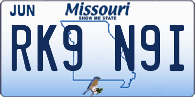 MO license plate RK9N9I