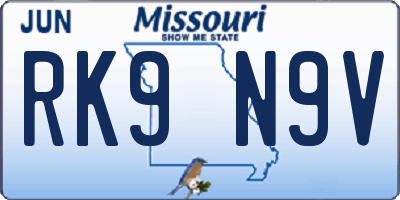 MO license plate RK9N9V