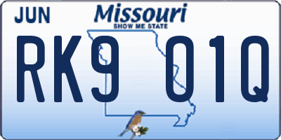 MO license plate RK9O1Q