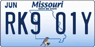 MO license plate RK9O1Y