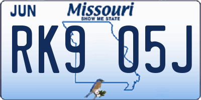 MO license plate RK9O5J