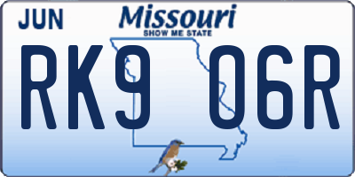 MO license plate RK9O6R