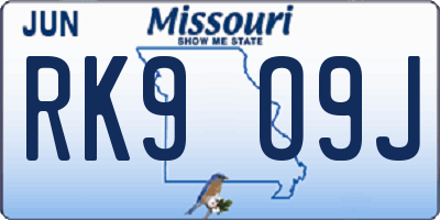 MO license plate RK9O9J