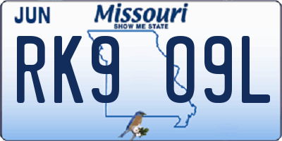MO license plate RK9O9L