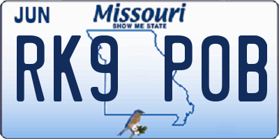 MO license plate RK9P0B