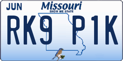 MO license plate RK9P1K