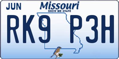 MO license plate RK9P3H