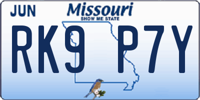 MO license plate RK9P7Y