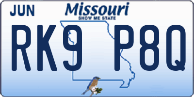 MO license plate RK9P8Q