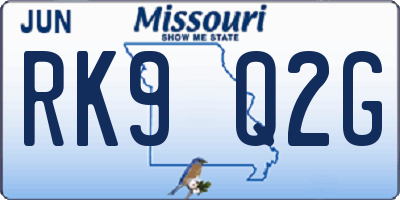 MO license plate RK9Q2G