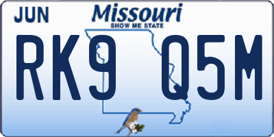 MO license plate RK9Q5M