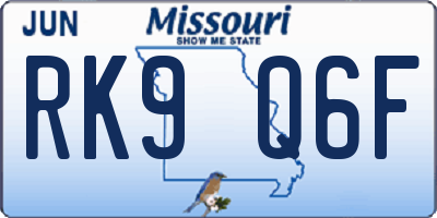 MO license plate RK9Q6F