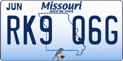 MO license plate RK9Q6G