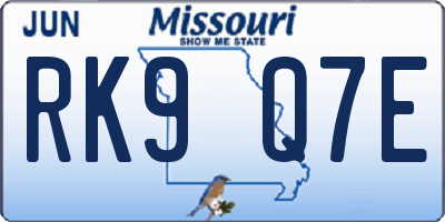 MO license plate RK9Q7E