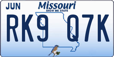 MO license plate RK9Q7K