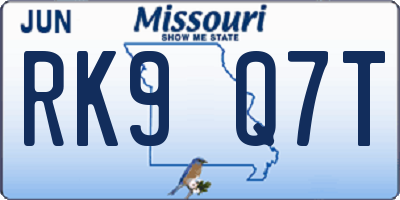 MO license plate RK9Q7T