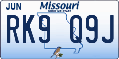 MO license plate RK9Q9J