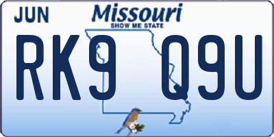 MO license plate RK9Q9U