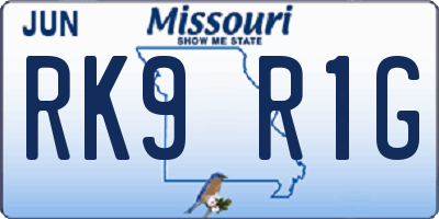 MO license plate RK9R1G