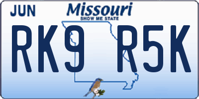 MO license plate RK9R5K
