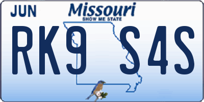 MO license plate RK9S4S