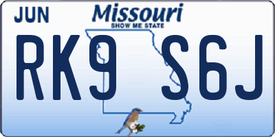 MO license plate RK9S6J