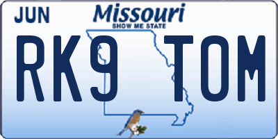 MO license plate RK9T0M