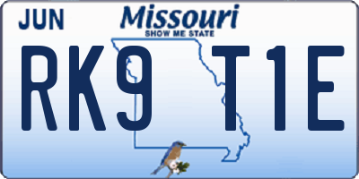 MO license plate RK9T1E