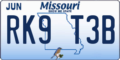 MO license plate RK9T3B