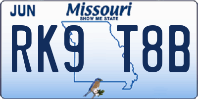 MO license plate RK9T8B