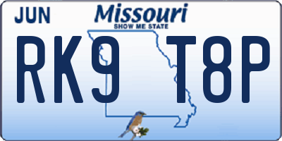 MO license plate RK9T8P