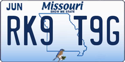 MO license plate RK9T9G