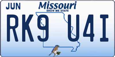 MO license plate RK9U4I
