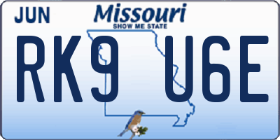 MO license plate RK9U6E