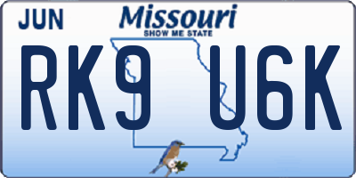MO license plate RK9U6K