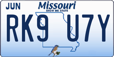 MO license plate RK9U7Y
