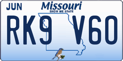 MO license plate RK9V6O
