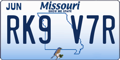 MO license plate RK9V7R